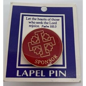 Religious Christian Catholic Confirmation Sponsor Pin Red Gold Cross Lapel Pin 1